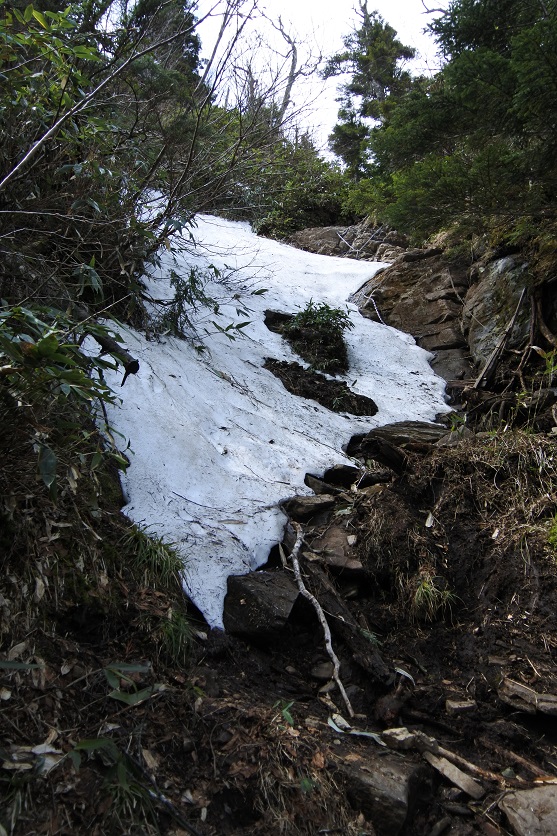 武尊山登山道の残雪